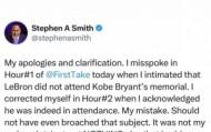 乐鱼体育平台-A-史密斯发推致歉：詹姆斯确实出席了科比的追悼会 我的错