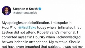 乐鱼体育平台-A-史密斯发推致歉：詹姆斯确实出席了科比的追悼会 我的错